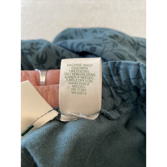 Vintage LL Bean L Petite Skirt A-Line Midi Below Knee Retro Elastic Waist Floral - Picture 7 of 12